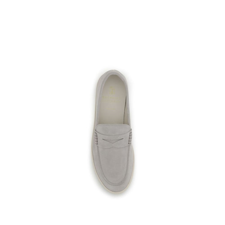 Beige Calf Leather Bos Taurus Slip-On Loafers