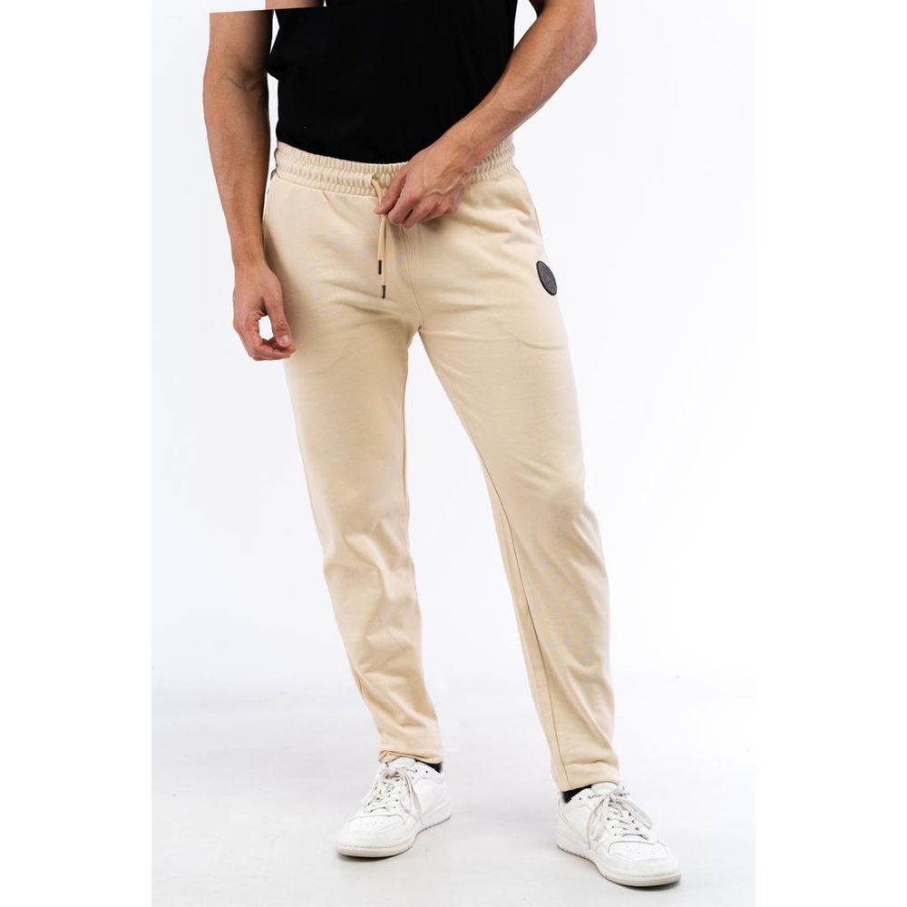 Beige Cotton Athletic Pants