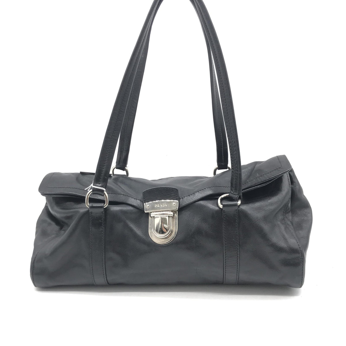 Black Leather Shoulder Handbag