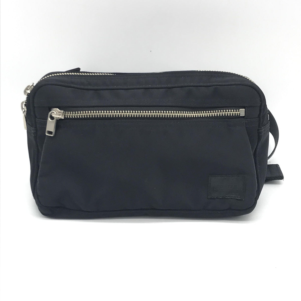 Black Waist Pouch With Zippered Compartments