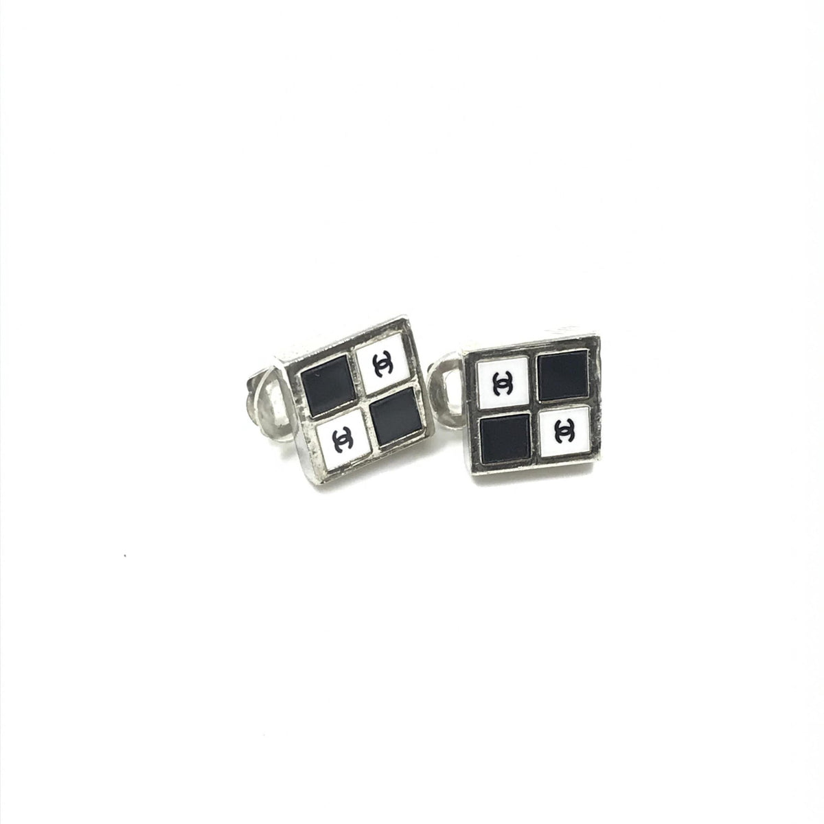 Coco Mark Earrings Black/White/Silver