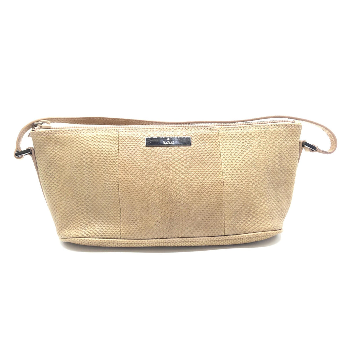 Light Beige Textured Leather Handbag
