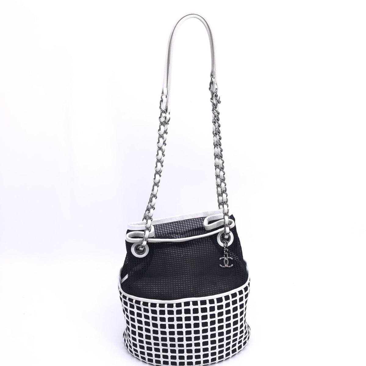 Mesh And Leather Bucket Bag