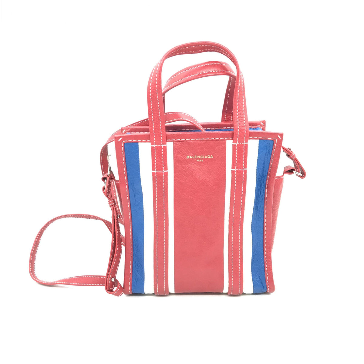 Multicolor Striped Leather Tote Bag