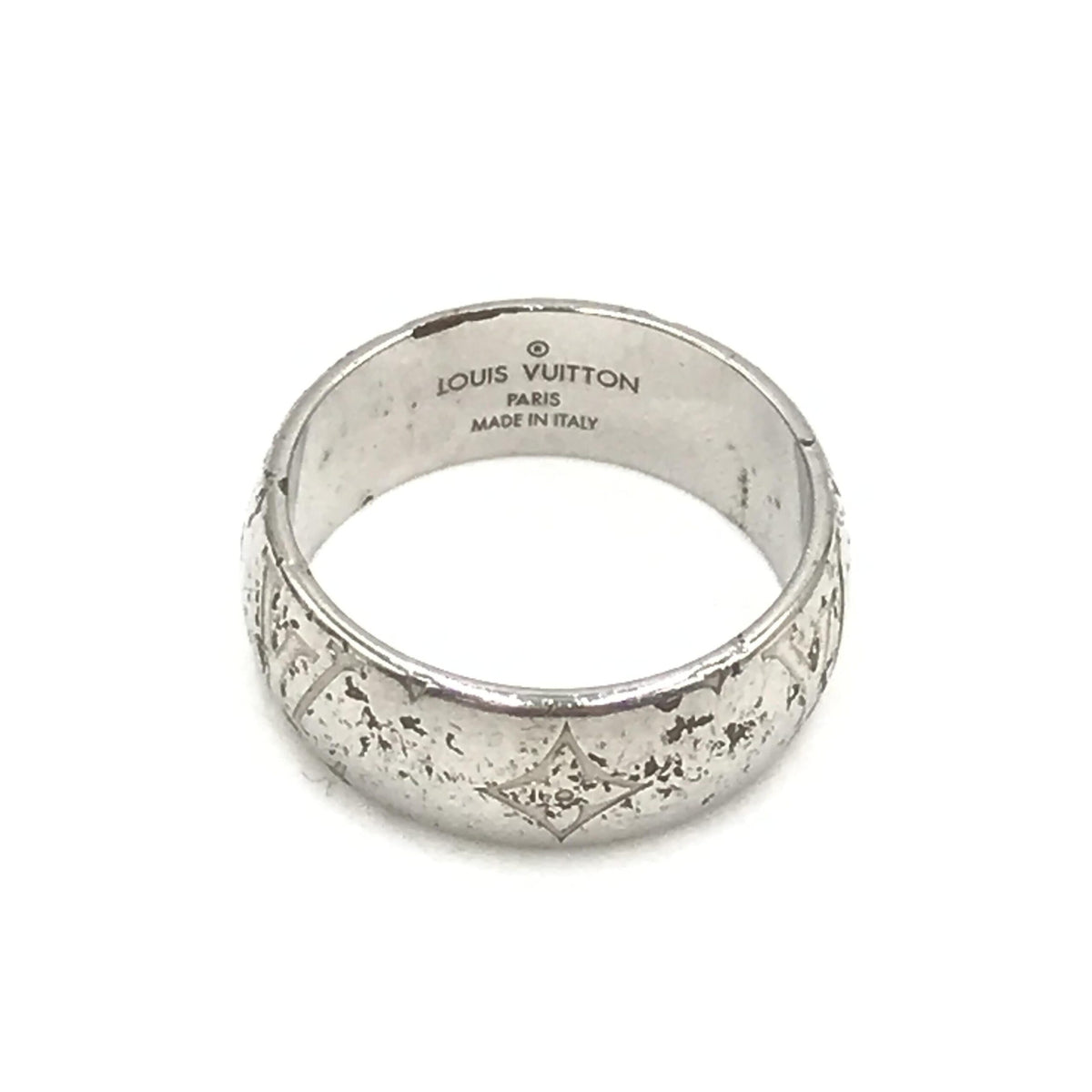 Silver-Tone Monogram Band Ring