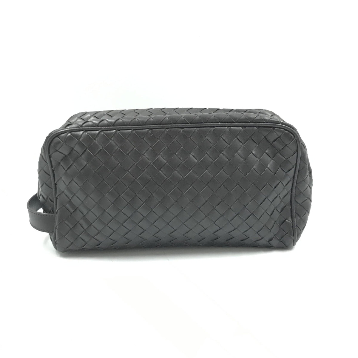 Woven Leather Cosmetic Bag, Black