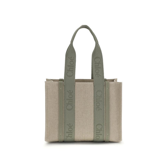 Beige Linen Shoulder Bag