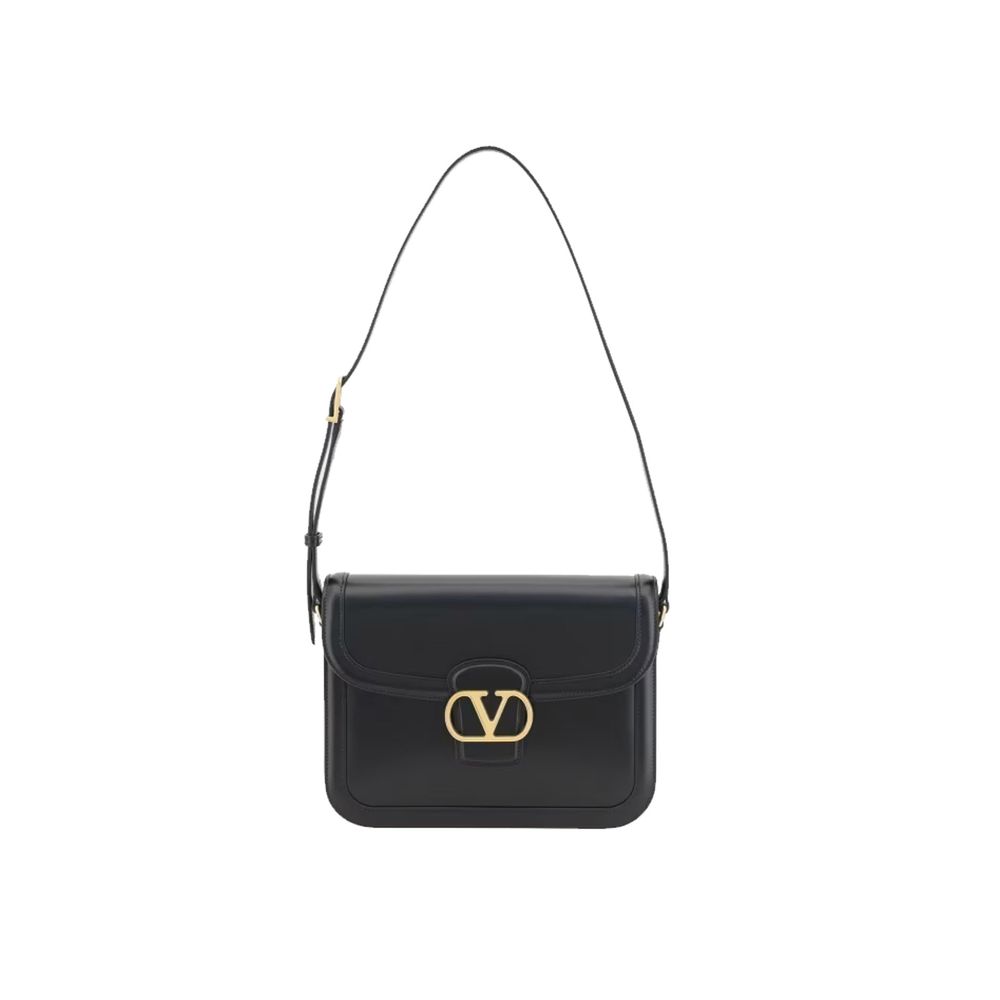 Black Calfskin Shoulder Bag