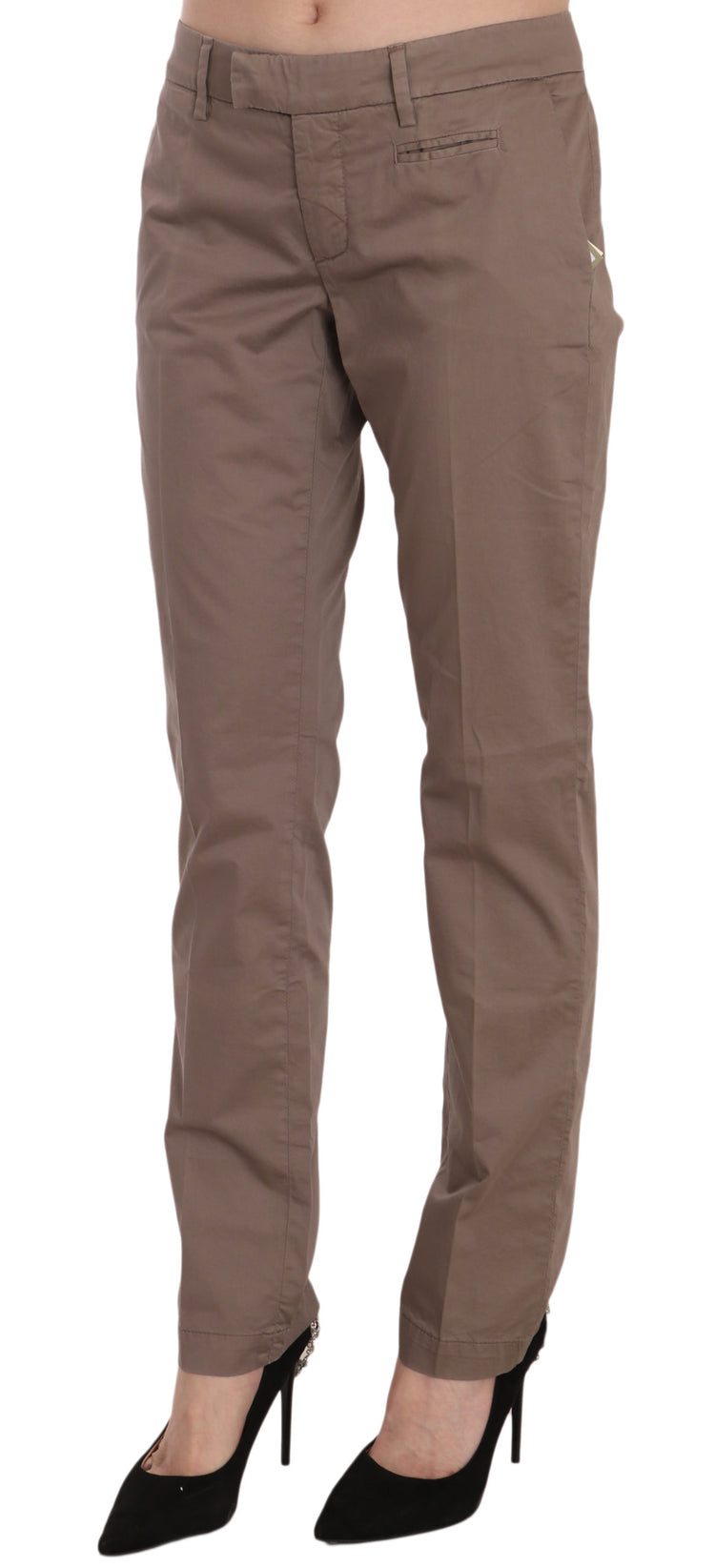 Brown Low Waist Straight Cut Trouser Pant