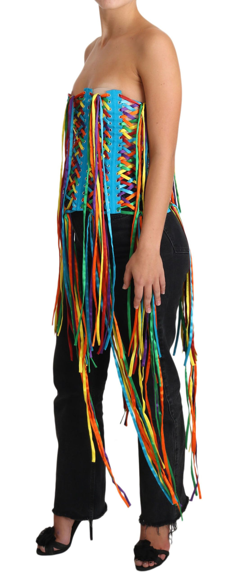 Multicolor Strings Bustier Polyester Corset  Top