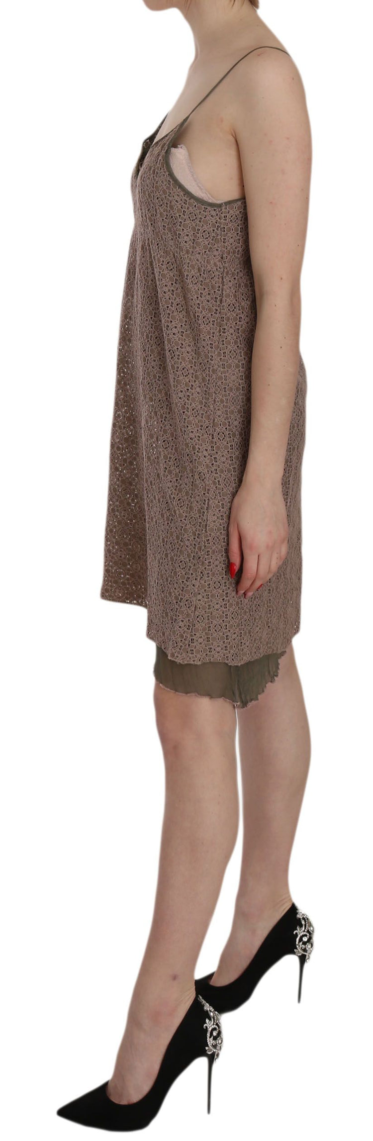 Cotton Green Spaghetti Strap A-line Mini Dress