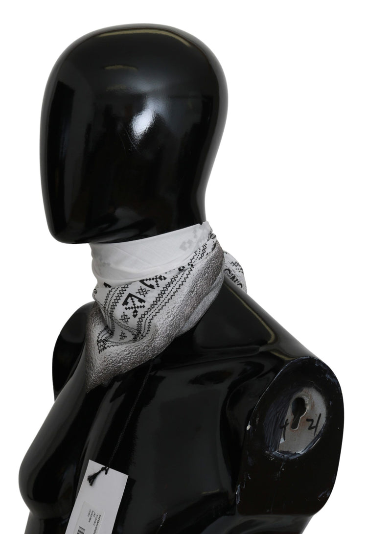 White Printed Bandana Cotton Scarf