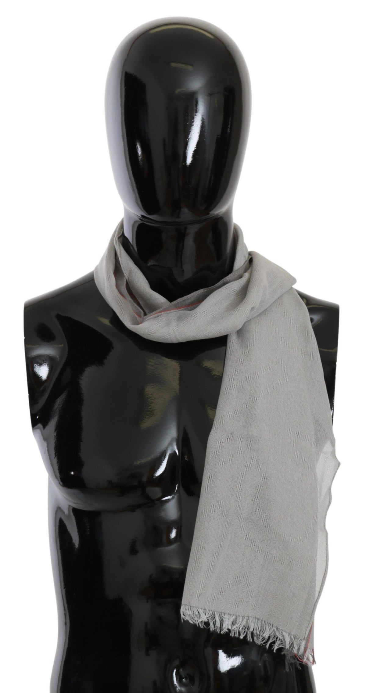 Gray Fringe Neck Wrap Cotton Scarf
