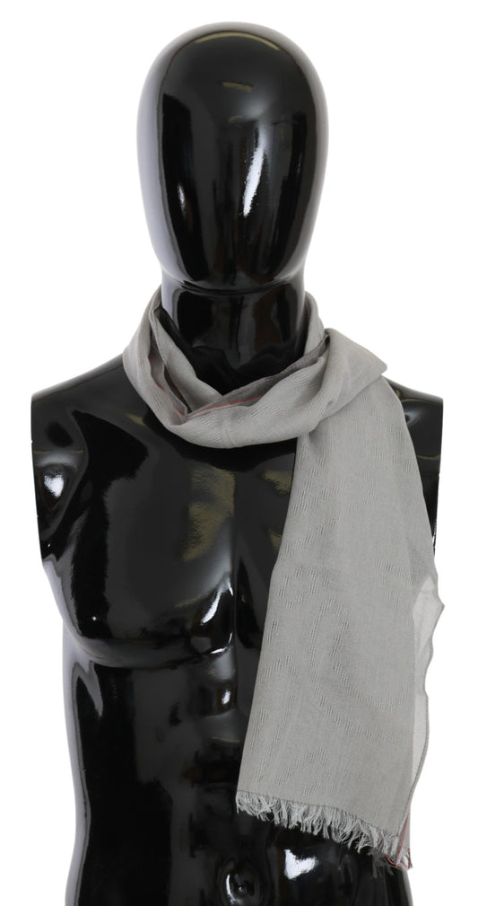 Gray Fringe Neck Wrap Cotton Scarf