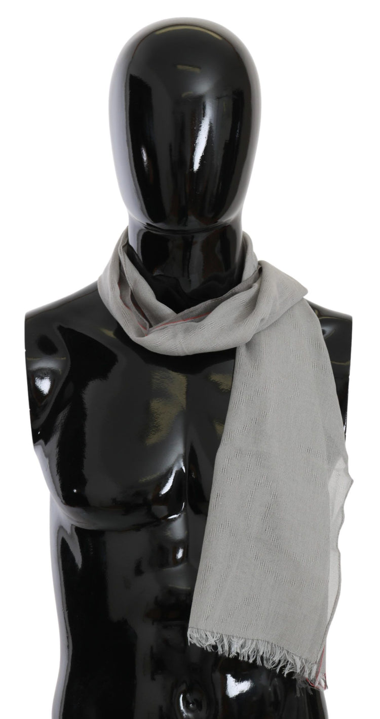 Gray Fringe Neck Wrap Cotton Scarf