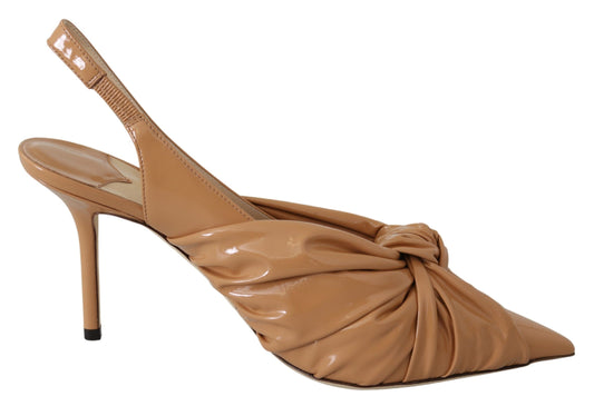 Caramel Brown Leather Annabell 85 Pumps