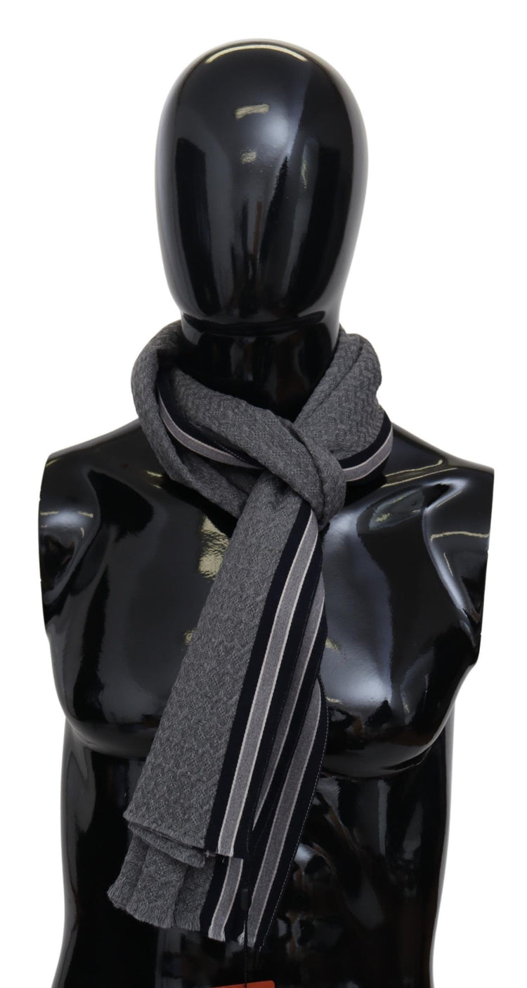 Gray Stripes Pattern 100% Wool Unisex Neck Wrap Scarf