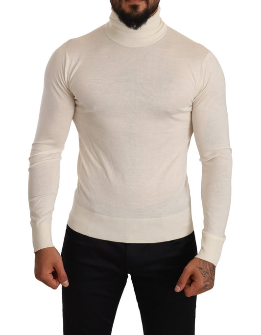 Cream Cashmere Turtleneck Pullover Sweater