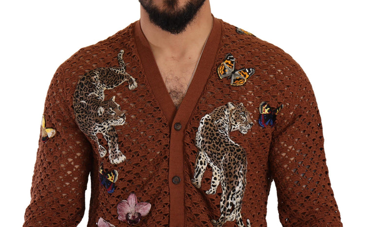 Brown Leopard Butterfly Cardigan Sweater