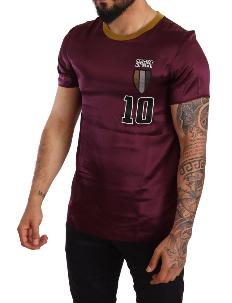 Purple Sport 10 Embroidery Crewneck T-shirt
