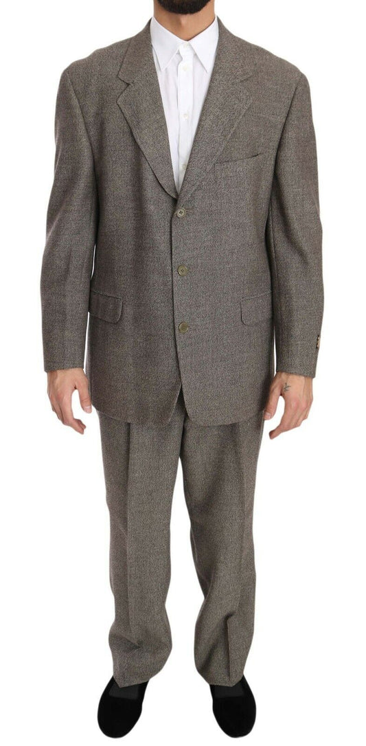 Brown Wool Regular Single Breasted Suit