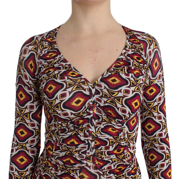 Multicolor Longsleeved Viscose Shift Dress