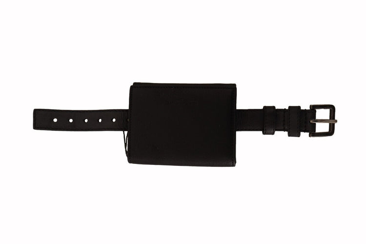 Black Leather Trifold Purse Belt Strap Multi Kit Wallet