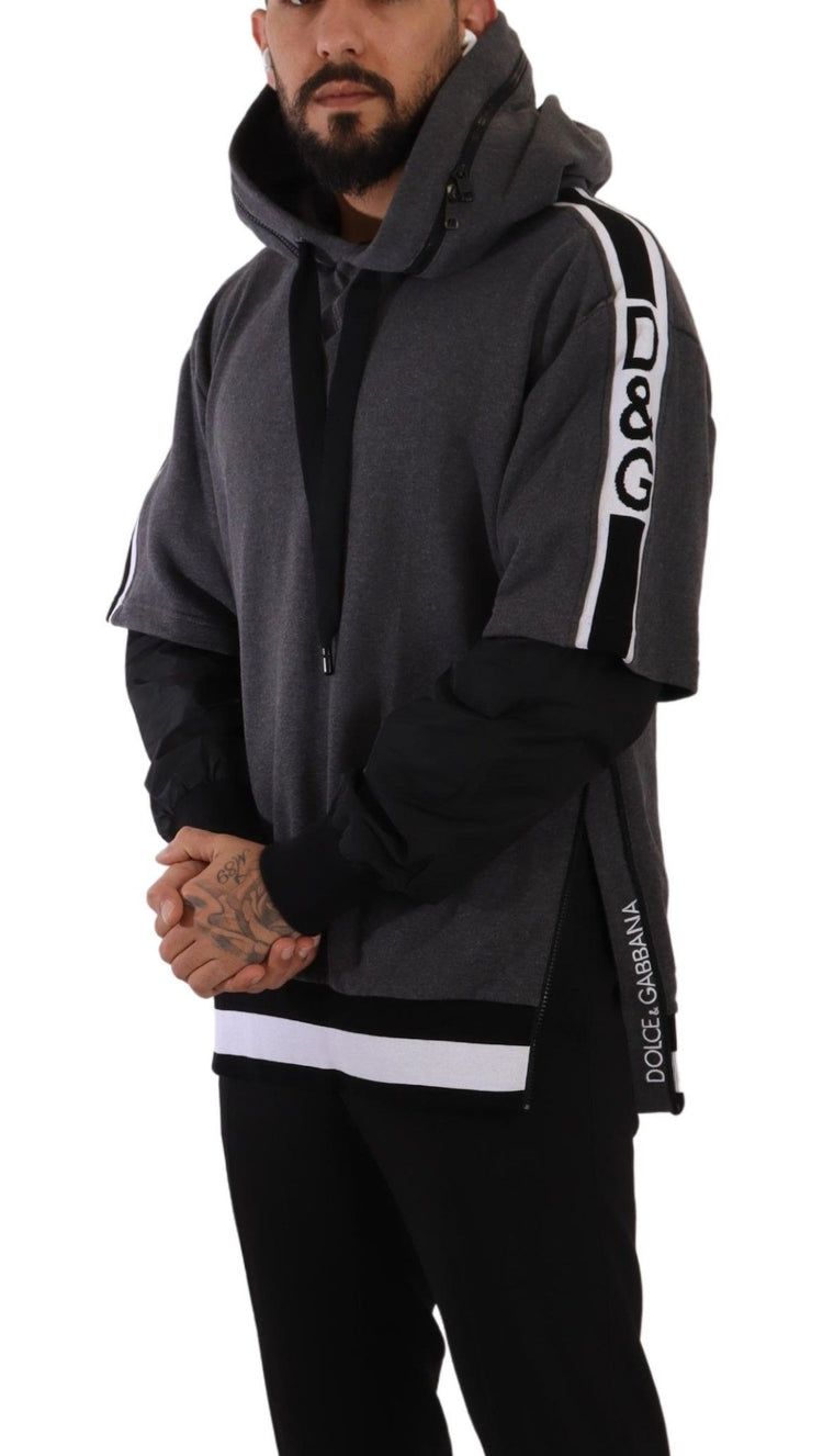 Gray Black Cotton Hooded #DGMILLENNIALS Sweater