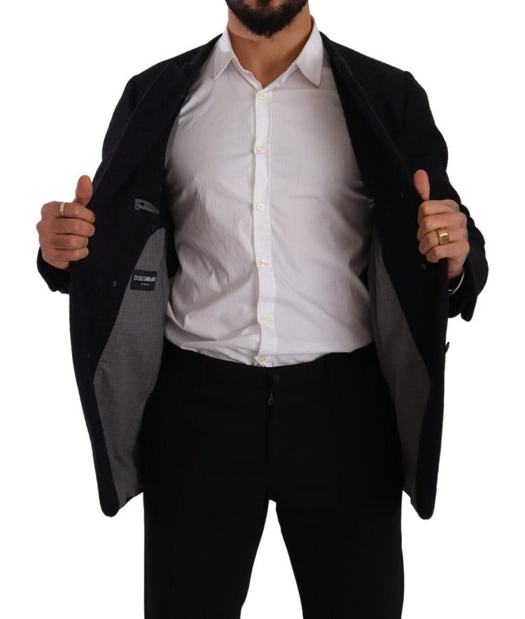 Gray Alpaca Button Down Men Coat Jacket