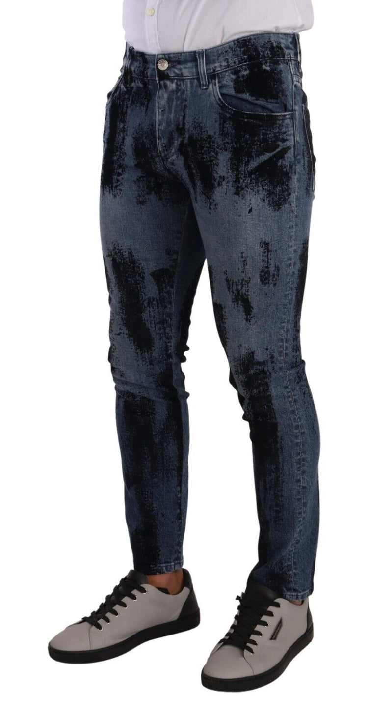 Blue Black Cotton Skinny Denim Jeans