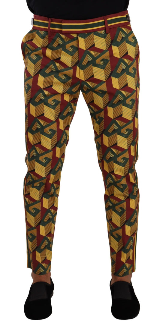 Multicolor Logo Mania Cotton Tapered Trouser Pants