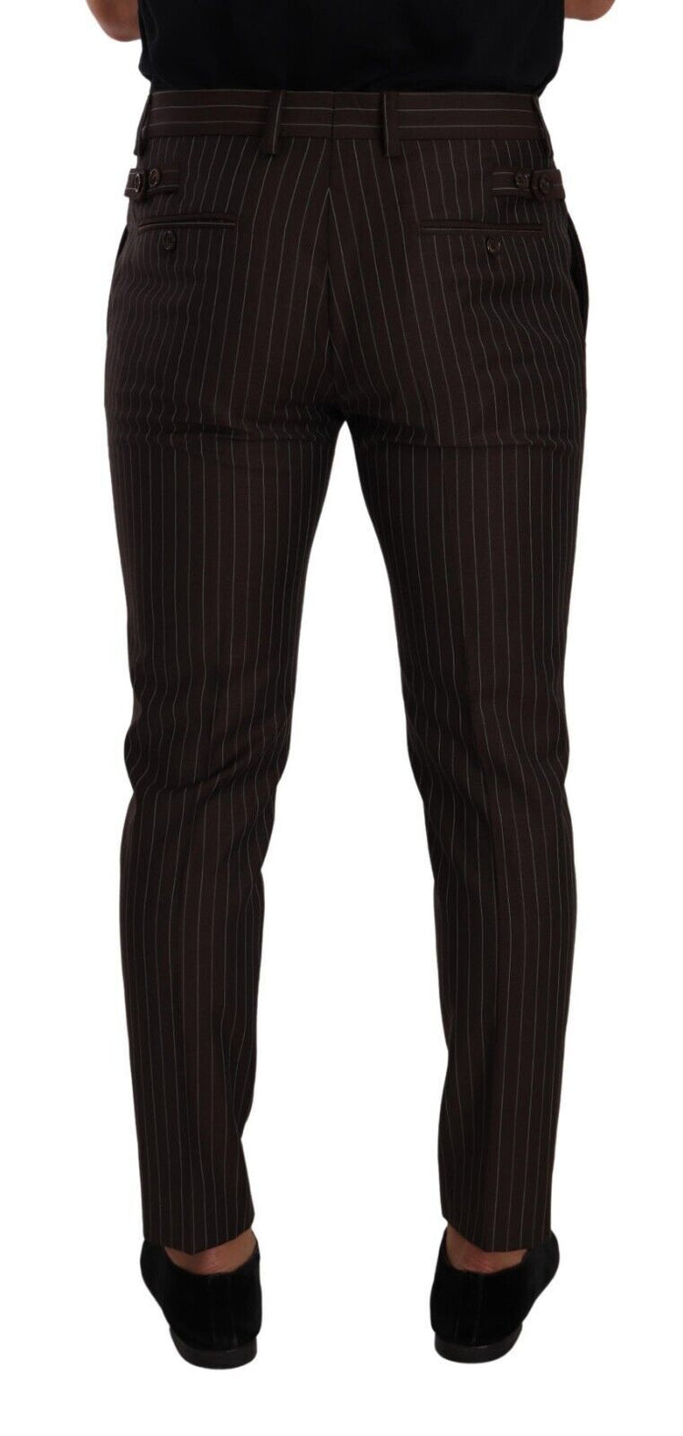 Brown Striped Wool Formal Trouser Dress Pants