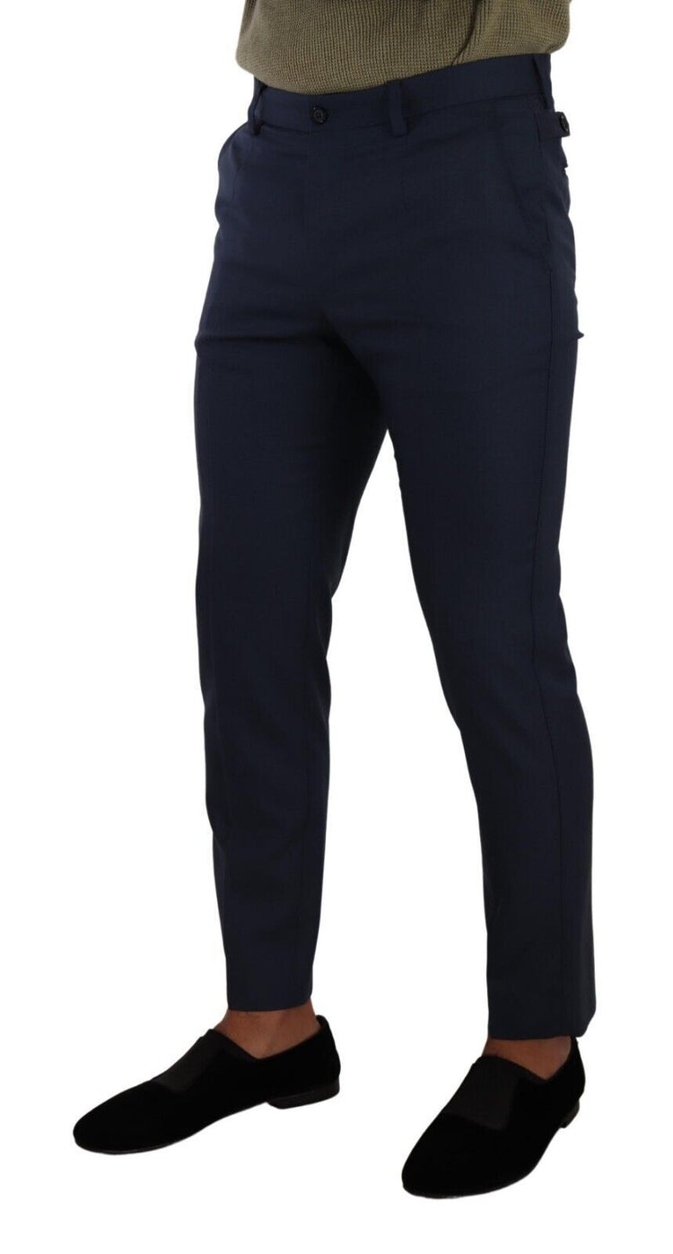 Dark Blue Wool Skinny Formal Dress Pants