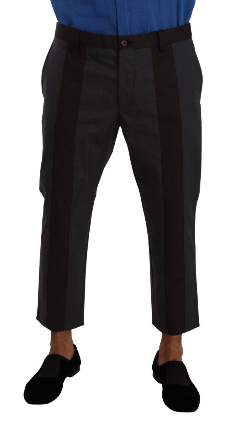 Gray Bordeaux Striped Cropped Trouser Pants