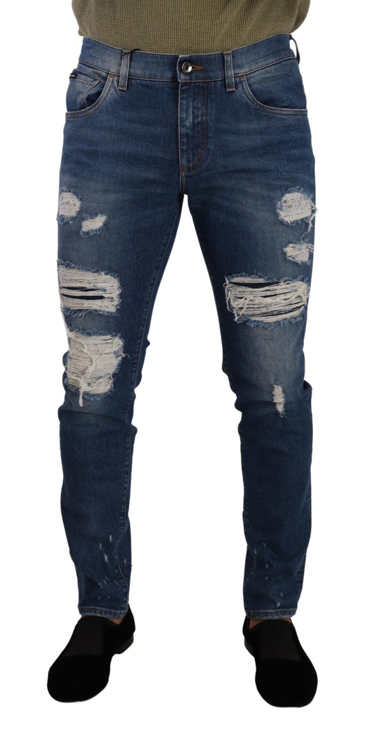 Blue Wash Cotton Stretch Slim Fit Denim Jeans