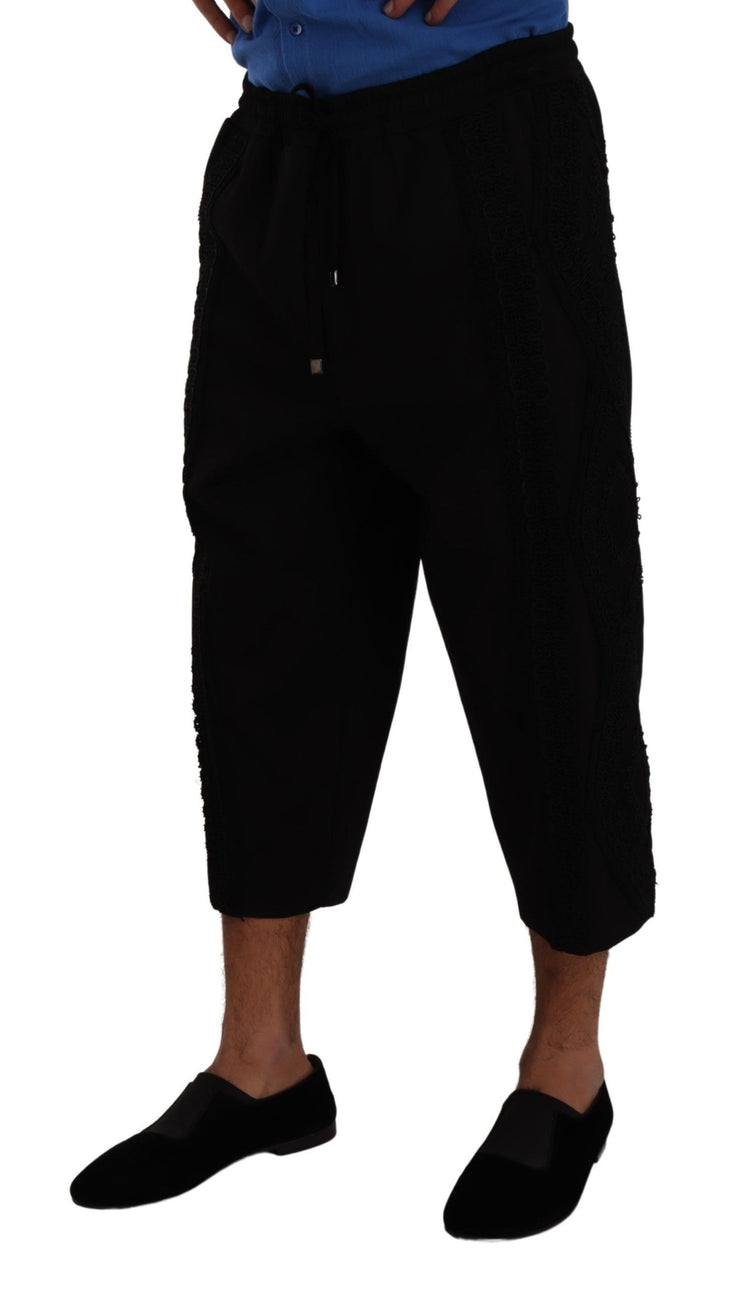Black Cotton Torero Sweatpants Shorts Pants