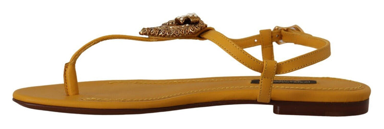 Mustard Leather Devotion Flats Sandals Shoes