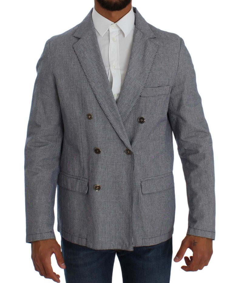 Blue Double Breasted Regular Fit Blazer