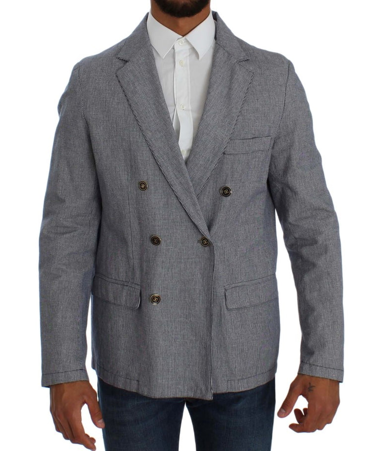 Blue Double Breasted Regular Fit Blazer