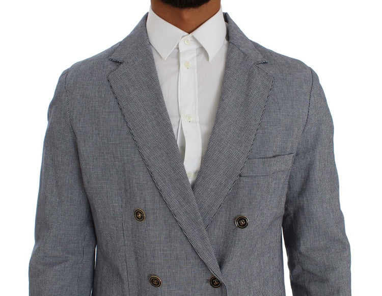 Blue Double Breasted Regular Fit Blazer