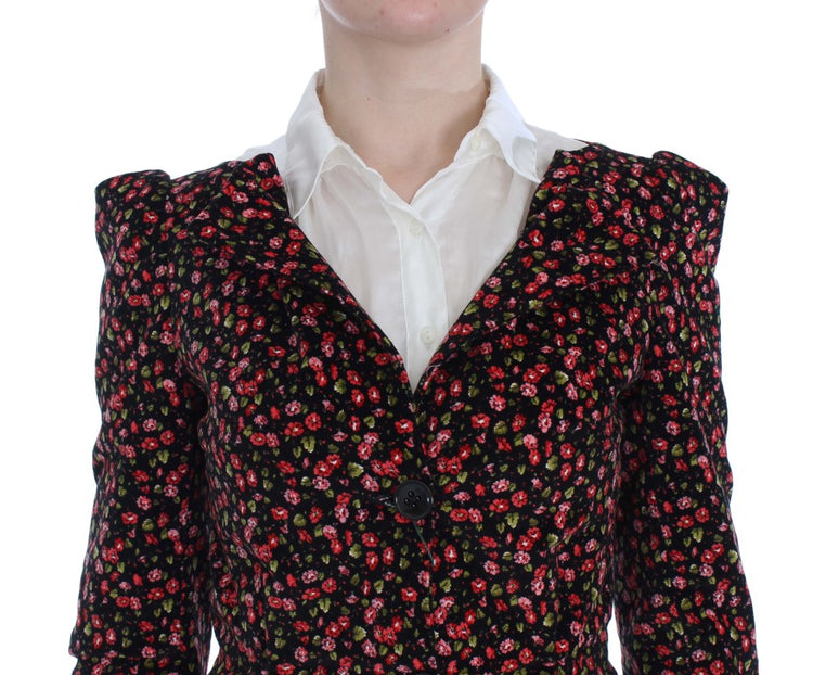 Black Multicolor Floral Suit