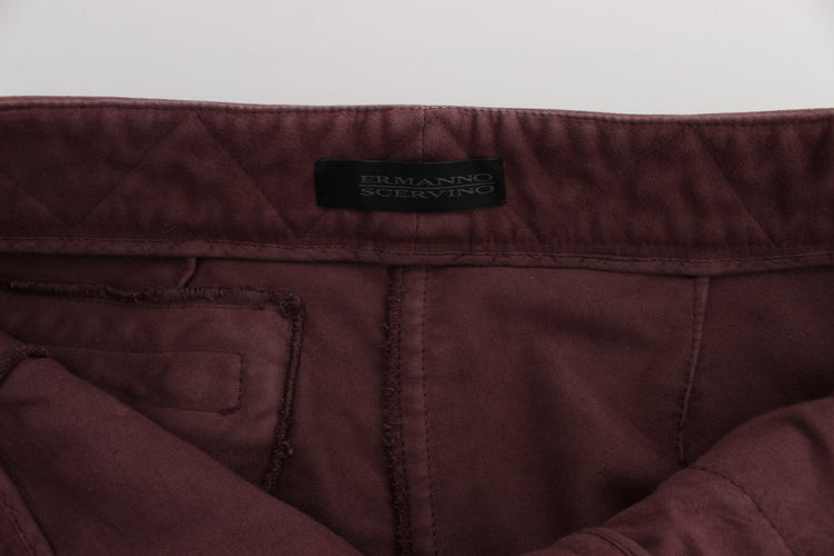 Bordeaux Cotton Cropped Cargo Pants