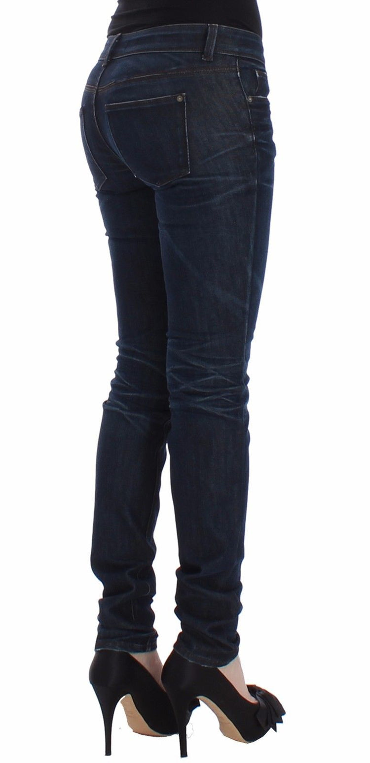 Blue Slim Jeans Denim Pants Skinny Leg Stretch