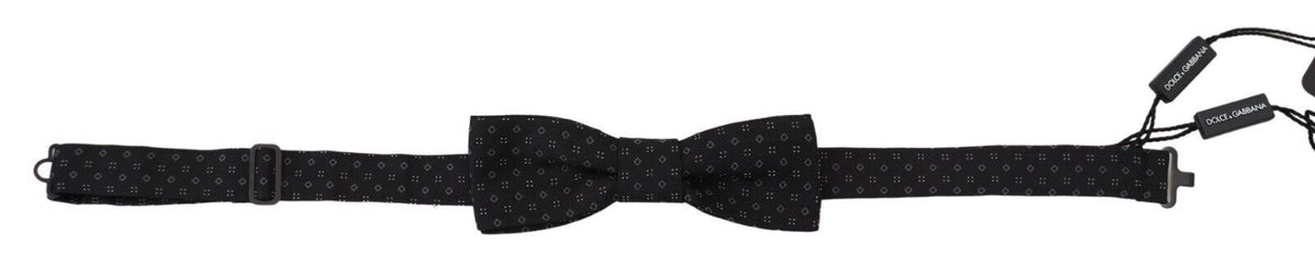 Black Pattern Silk Adjustable Neck Papillon Bow Tie