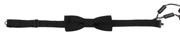 Black Pattern Silk Adjustable Neck Papillon Bow Tie