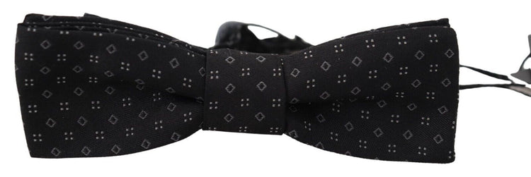 Black Pattern Silk Adjustable Neck Papillon Bow Tie