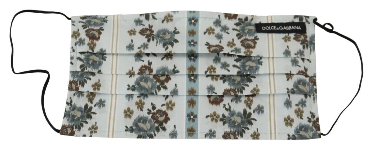 White Floral Cotton Pleated Elastic Ear Strap Face Mask