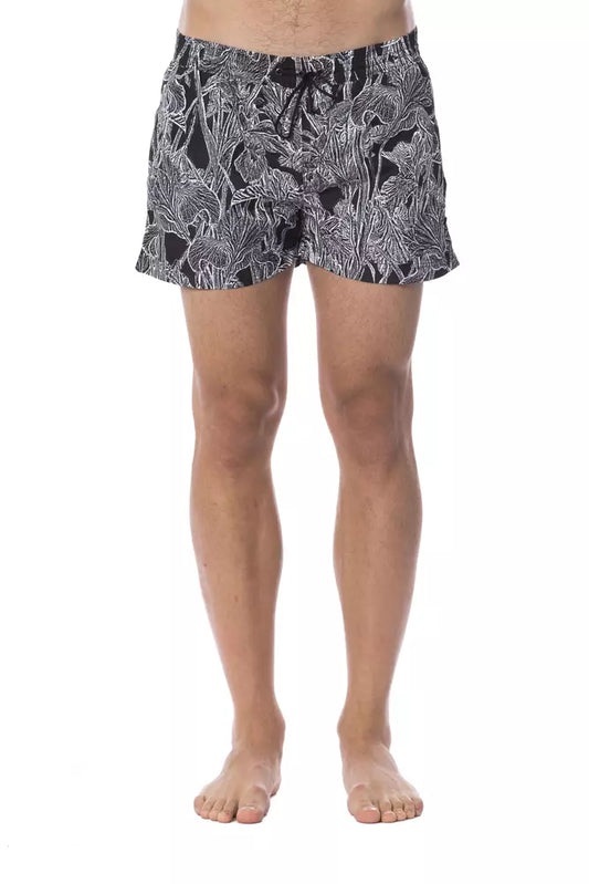 Black Polyester Men's Swimwear