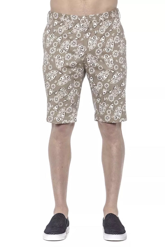 Beige Cotton Men Bermuda Shorts