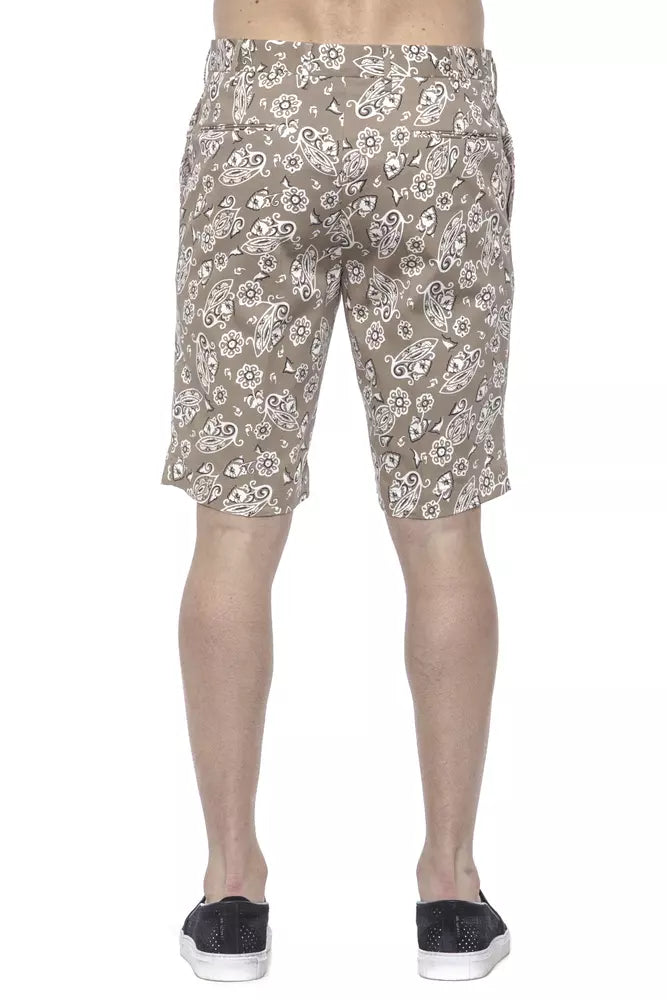 Beige Cotton Men Bermuda Shorts